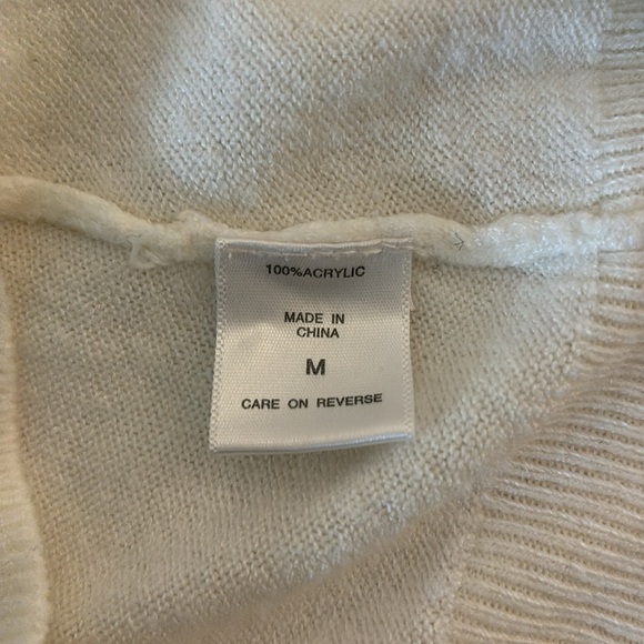 New York & Company White V-neck sweater Tunic Spring Summer Size M Medium - Picture 6 of 7